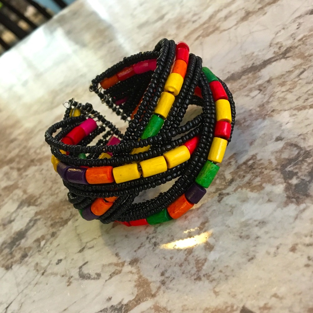 Multicolor beaded tribal bracelet